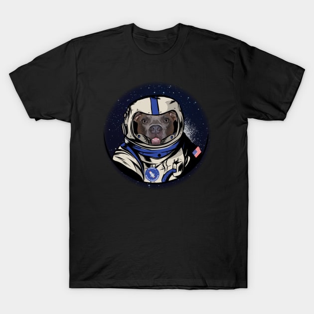 Pitbull Space Engineer Planet Galaxy Moon Landing Funny T-Shirt by Rosemarie Guieb Designs